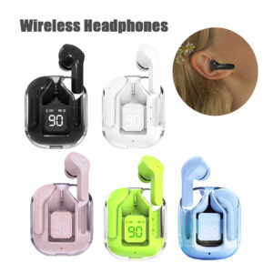 Nouveau mini-casque Bluetooth sans fil transparent avec écran numérique, réduction de bruit ENC, véritable sans fil, pour le sport et la musique