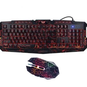 Ensemble clavier et souris gaming filaires J10 avec rétroéclairage tricolore, clavier et souris gaming lumineux et colorés, clavier russe