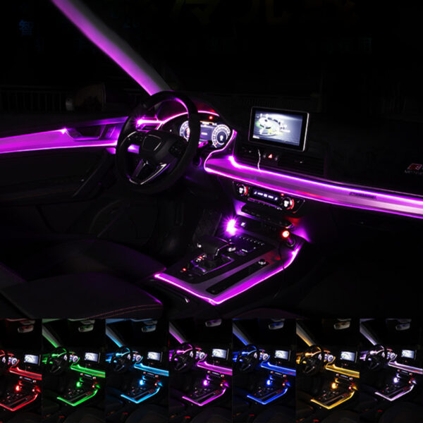 Éclairage d'ambiance à fibre optique pour voiture, éclairage intérieur modifié, lumière froide, application « Rhythm Light »