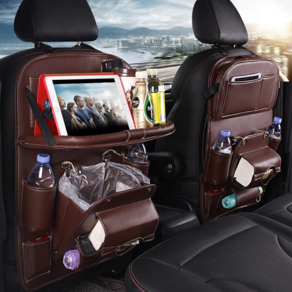 Sac de rangement en similicuir pour voiture, sac suspendu multifonction pour dossier de siège, organiseur de voiture imperméable, accessoires d'intérieur automobile