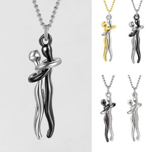 Collier « Love Hug » unisexe pour homme et femme – Bijou de couple, style sobre, chaîne à la clavicule – Cadeau d'amour pour la Saint-Valentin