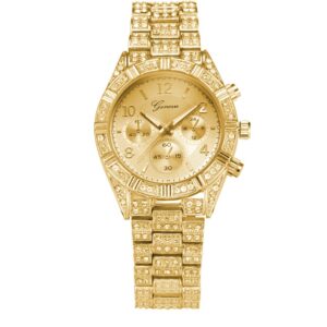 Montres-bracelets analogiques pour femme en cristal de quartz – Mode – Acier inoxydable – Genève – Montres de luxe pour homme et femme – Montres de sport