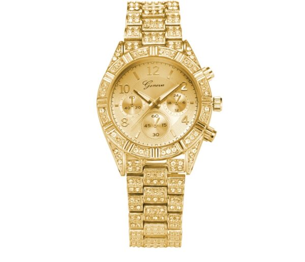 Montres-bracelets analogiques pour femme en cristal de quartz – Mode – Acier inoxydable – Genève – Montres de luxe pour homme et femme – Montres de sport