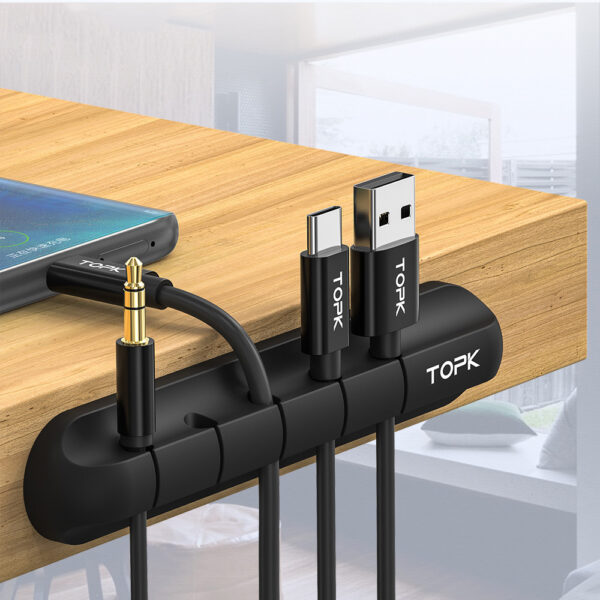 Enrouleur de câble USB en silicone – Organisateur de câbles de bureau – Clips multifonctions – Protecteur de câbles pour casques filaires