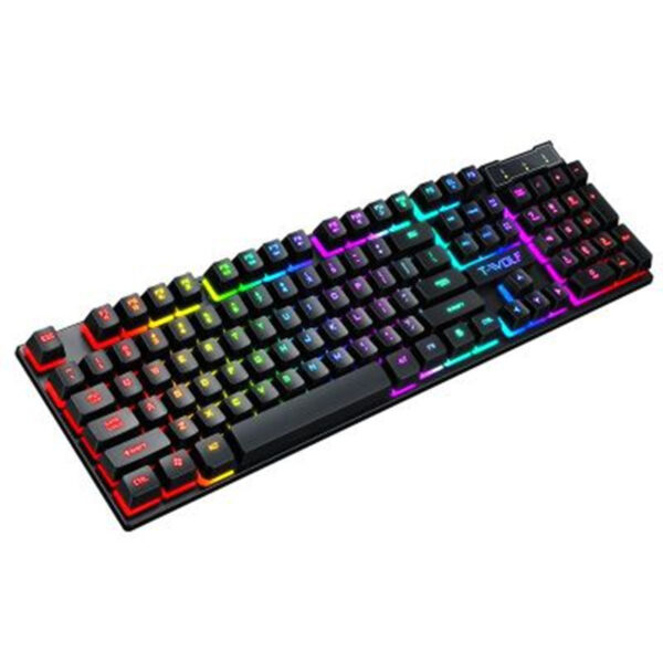 Clavier USB lumineux filaire pour jeux vidéo avec manipulateur flottant