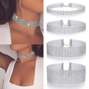 Collier ras-du-cou tendance pour femme, entièrement orné de strass, bijoux de mariage, colliers ras-du-cou pour femmes