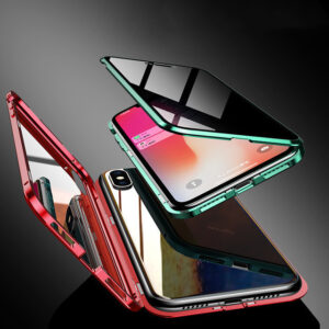 Coque de téléphone anti-regards : coque de protection magnétique avec verre de confidentialité magnétique pour téléphone