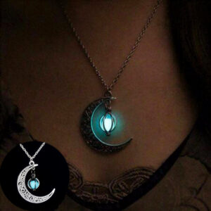 Fashion Moon : collier de guérison pour femme avec pierre naturelle lumineuse, cadeau, breloque, pendentif lumineux, bijou