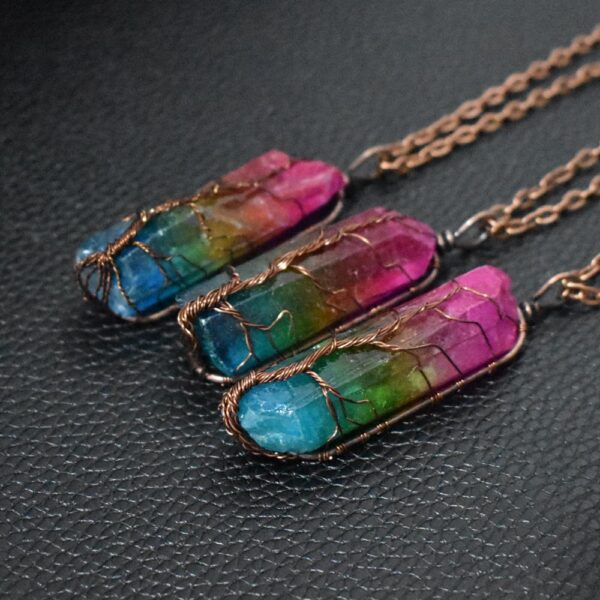Pendentif « Arbre de vie » en cristal naturel, best-seller, pour collier tendance