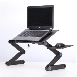Support de table pour ordinateur portable, design ergonomique pliable et réglable, bureau pour ordinateur portable, ultrabook, netbook ou tablette, avec tapis de souris