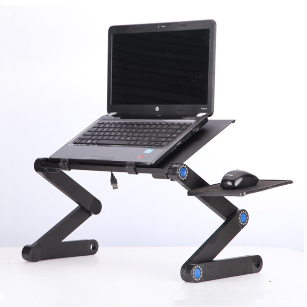 Support de table pour ordinateur portable, design ergonomique pliable et réglable, bureau pour ordinateur portable, ultrabook, netbook ou tablette, avec tapis de souris
