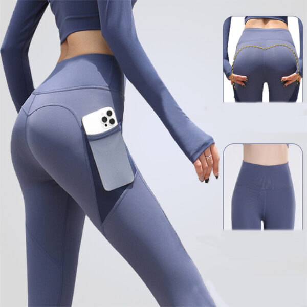 Leggings de sport sans coutures avec poches, taille haute et effet push-up – Pantalons de fitness, de course à pied et de yoga pour femmes – Leggings de sport sans coutures