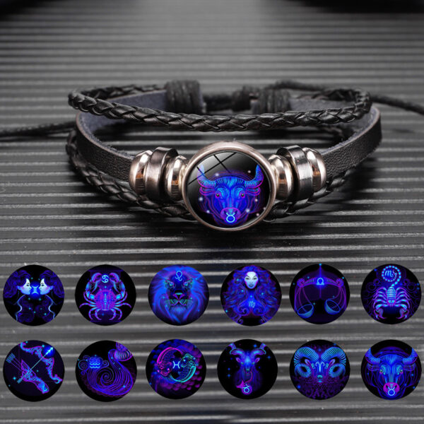 Bracelet aux 12 signes du zodiaque : bracelet tressé lumineux pour hommes, femmes et enfants