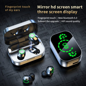 Casque sans fil YD03 compatible Bluetooth TWS avec grand écran d'affichage numérique intelligent et voyant lumineux de respiration intra-auriculaire