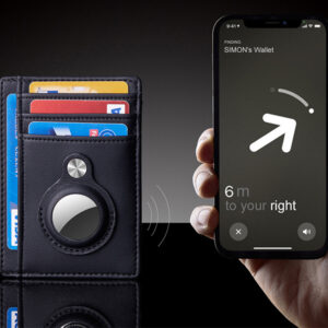 Portefeuille anti-vol pour AirTag, pochette pour cartes « Bullet Card », porte-cartes RFID multifonctionnel, portefeuilles fins en cuir pour homme compatibles avec l'AirTag
