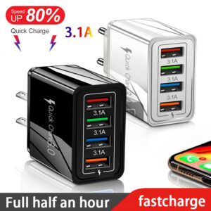Chargeur USB Quick Charge 3.0 avec adaptateur pour 4 téléphones, pour tablette, chargeur mural portable, chargeur rapide