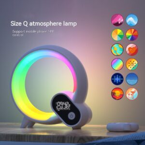 Réveil numérique Creative Q Light avec affichage analogique du lever du soleil, fonction audio Bluetooth, réveil intelligent et éclairage d'ambiance coloré Q