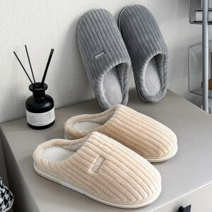 Chaussons en coton unis, simples, d'hiver, antidérapants, chauds et moelleux, pour la maison, d'intérieur, pour couple, pour femmes