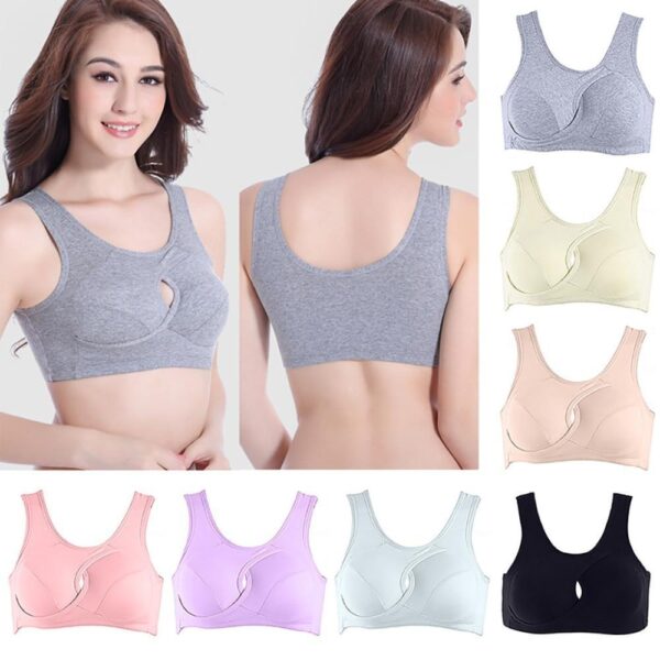 Soutiens-gorge pour femmes rondes, sous-vêtements en coton résistants aux secousses, hauts de nuit, lingerie sans armatures ni agrafes, avec rembourrage amovible