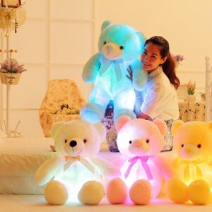 Ours en peluche LED lumineux et créatif – Peluche colorée et lumineuse – Cadeau de Noël pour enfants – Oreiller