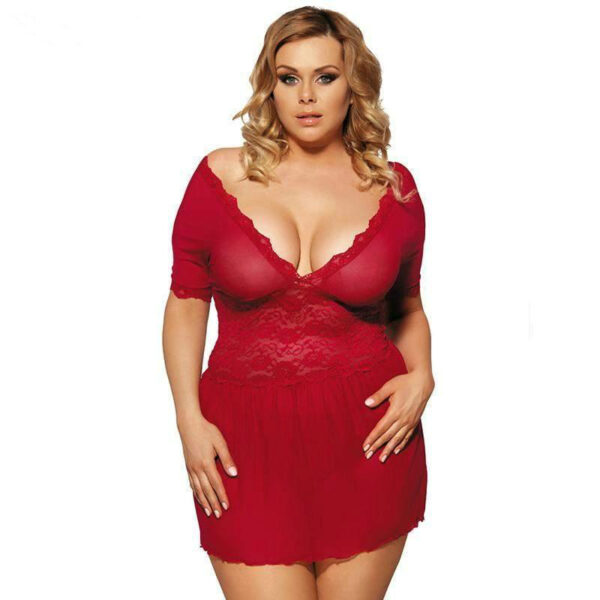 Ensemble de lingerie transparente en dentelle : babydoll avec string