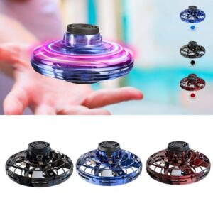 Mini gyroscope interactif à fixer au bout du doigt, jouet de décompression, drone, hélicoptère volant de type OVNI à LED, jouet tournant pour enfants