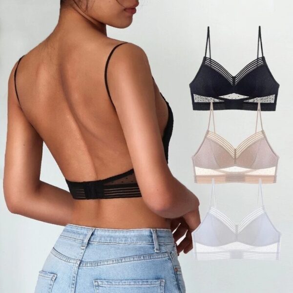 Soutien-gorge sans dos, bralette invisible, soutiens-gorge de mariage en dentelle fine, sous-vêtements à dos nu, soutien-gorge push-up pour femme, lingerie sans coutures, haut de soutien-gorge sexy
