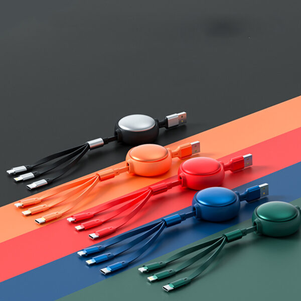 Câble USB 3 en 1, câble micro-USB vers Type-C, câble de recharge USB-C rétractable 3 en 1, 2,4 A