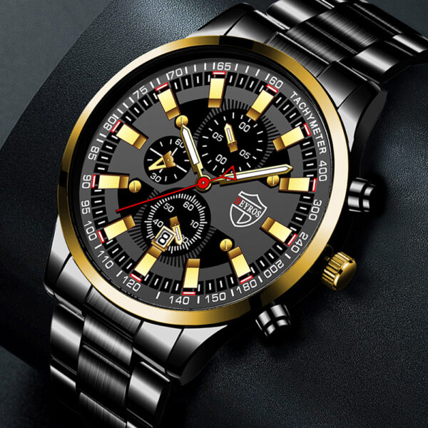 Montre-bracelet pour homme en acier inoxydable à quartz lumineux