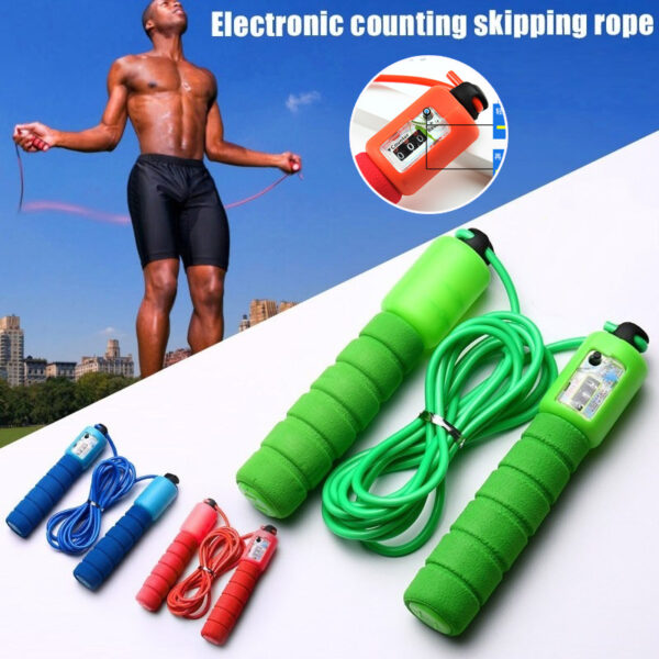 Corde à sauter avec compteur, longueur réglable, compteur, poignées en coton et mousse résistantes à l'usure – Corde à sauter pour l'entraînement, équipement de sport portable