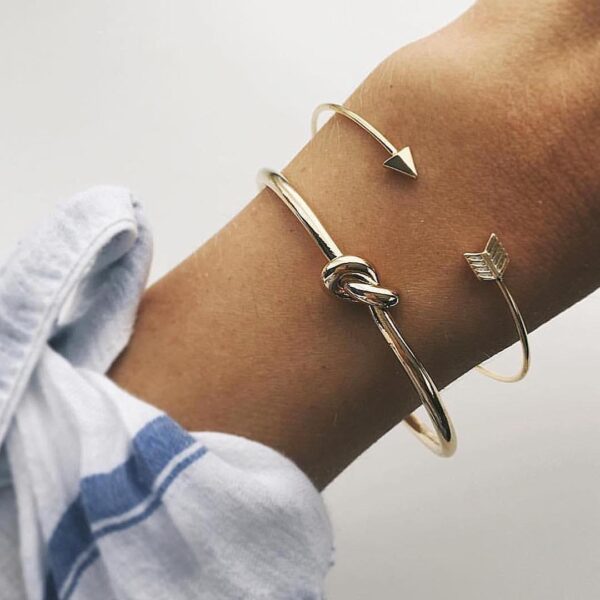 Bracelet vintage pour femme à manchette, avec nœud en forme de flèche