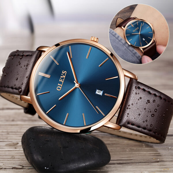 Montre décontractée pour homme - Montre de luxe pour homme - Montre-bracelet en cuir, sportive, étanche, à date automatique, à quartz