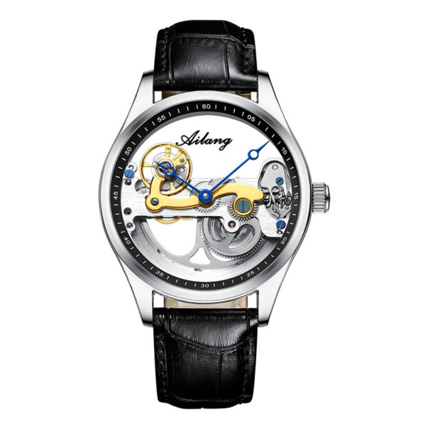 Montre mécanique automatique pour homme, modèle créatif ajouré, avec bracelet en silicone