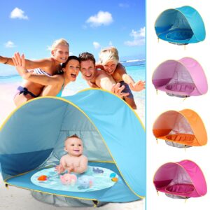 Tente de plage pour bébés et enfants – Camping en plein air – Facile à plier – Imperméable – Tente-auvent de protection solaire – Protection contre les UV