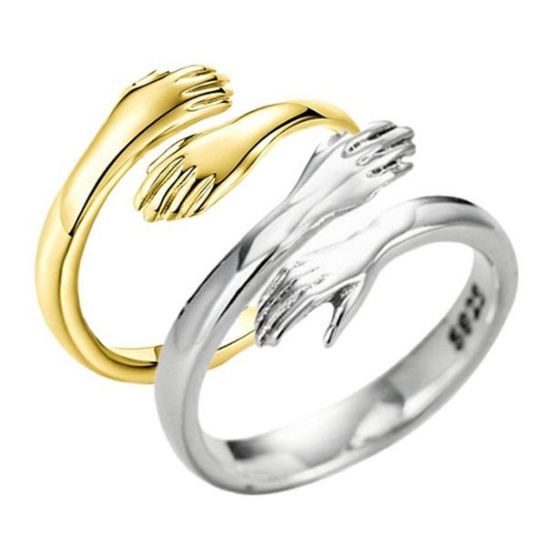 Bague « Simple Hands Hug » en alliage, à taille réglable, bijou