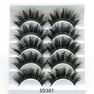 Faux cils en vison, faux cils 3D, cinq paires de faux cils à tige en coton doux
