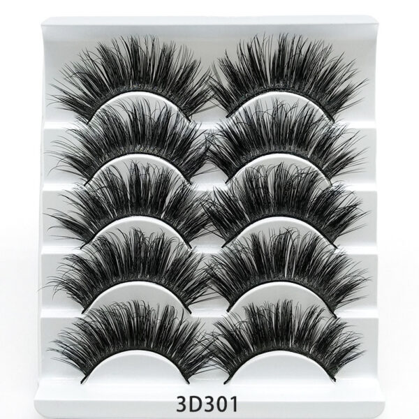 Faux cils en vison, faux cils 3D, cinq paires de faux cils à tige en coton doux