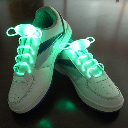 Lacets de sport lumineux à LED, lacets brillants, ronds, lacets lumineux