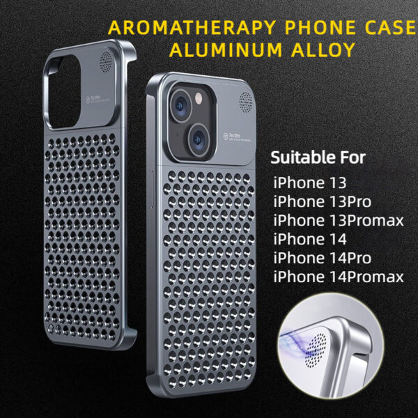 Coque de téléphone en alliage d'aluminium pour iPhone 14, 13 Pro Max et Plus : dissipation thermique grâce à la structure creuse, protection anti-chute et résistance aux chocs sur l'ensemble du boîtier
