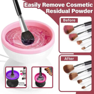 Machine électrique de nettoyage pour pinceaux de maquillage – Nettoyeur automatique portable à USB pour pinceaux cosmétiques – Kit d'outils adapté à toutes les tailles de pinceaux de maquillage