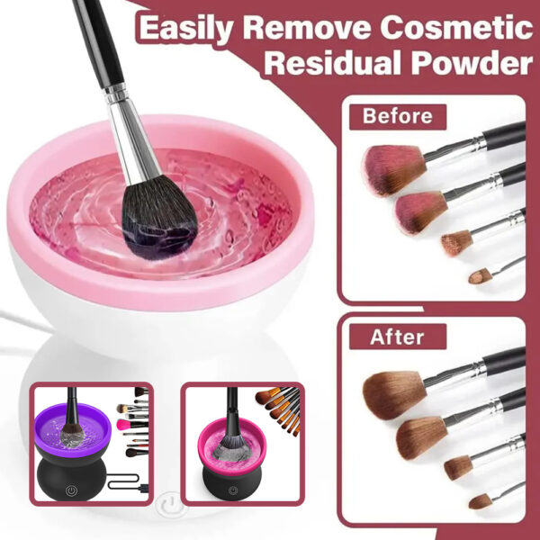 Machine électrique de nettoyage pour pinceaux de maquillage – Nettoyeur automatique portable à USB pour pinceaux cosmétiques – Kit d'outils adapté à toutes les tailles de pinceaux de maquillage