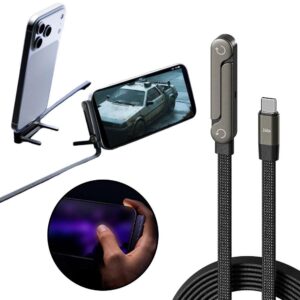 Câble de données pliable avec support à chargement rapide, câble 2-en-1, support pliable pour téléphone et tablette, Type-C vers Type-C, USB-A vers Type-C