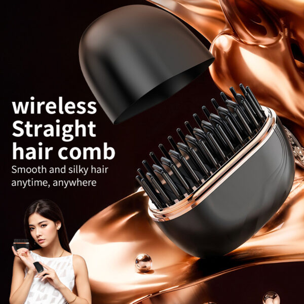 Mini-peigne lisseur sans fil, rechargeable, portable et multifonctionnel pour le soin des cheveux ; peigne de coiffure qui n'abîme pas les cheveux ; lisseur