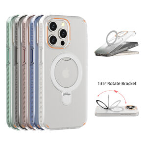 Nouvelle coque de téléphone colorée avec support magnétique et socle, compatible avec la coque de recharge sans fil transparente et magnétique MagSafe pour téléphone