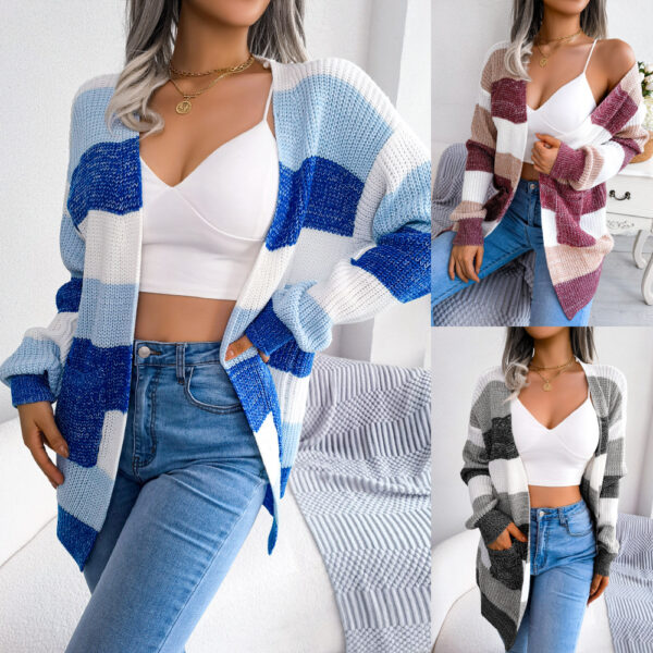 Pull à carreaux pour femme, cardigan décontracté à manches lanternes, veste d'extérieur, vêtements