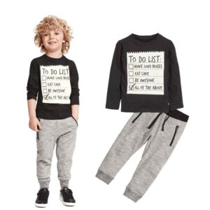 Ensemble de vêtements pour garçons : tenue décontractée pour bébé garçon, printemps-automne, t-shirt à manches longues en coton et pantalon, ensemble 2 pièces pour les 3 à 7 ans