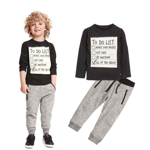Ensemble de vêtements pour garçons : tenue décontractée pour bébé garçon, printemps-automne, t-shirt à manches longues en coton et pantalon, ensemble 2 pièces pour les 3 à 7 ans