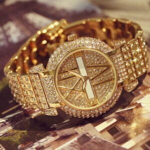 Montres de luxe pour femme avec diamants, marque de mode, bracelet en acier inoxydable, montre-bracelet pour femme, montre à quartz, relogio feminino