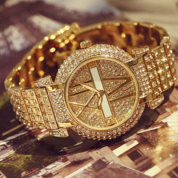 Montres de luxe pour femme avec diamants, marque de mode, bracelet en acier inoxydable, montre-bracelet pour femme, montre à quartz, relogio feminino