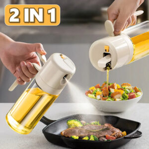 Flacon vaporisateur 2 en 1 : distributeur d'huile de cuisson pour barbecue, verseur d'huile d'olive, vaporisateur d'huile de cuisine, vaporisateur pour pâtisserie, flacon à vinaigre